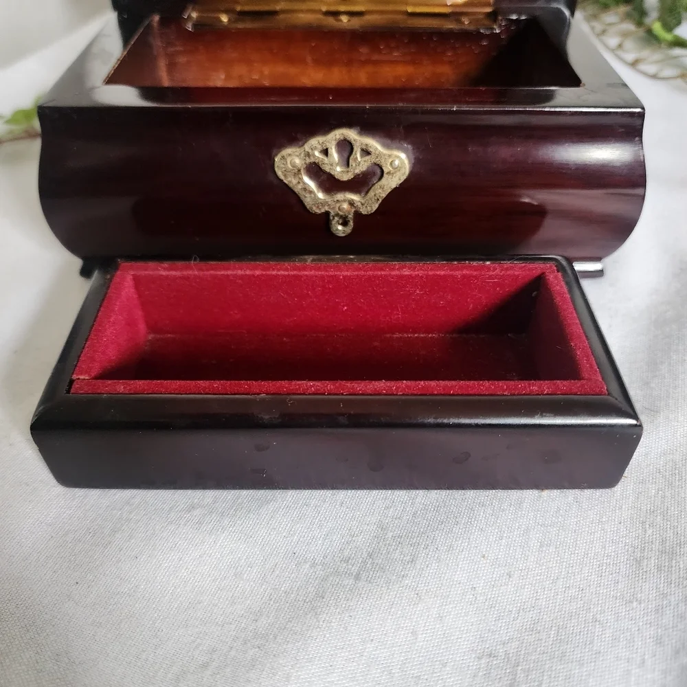 Vintage Mahogany Jewelry Box Made in Korea